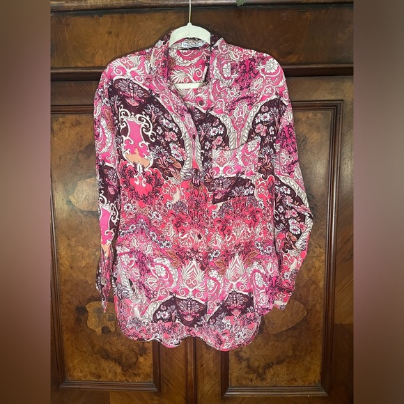 NWOT Maria Cher- Besula Pilar 100% Silk Button Down Blouse. Size XS. - Picture 2 of 9